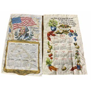 Vintage Kitchen Calendars Cloth Linen Lot of 2 1976 & 1977